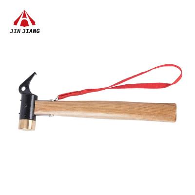 China Light Weight Customized Hot Selling Tent Accessories Pull Tent Nails High Strength Wood Handle Outdoor Copper Hammer for sale