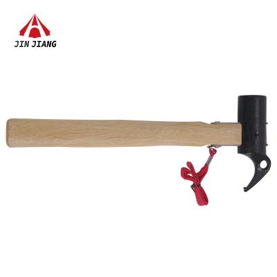 China Light Weight Customized Outdoor High Strength Multifunctional Wooden Tent Peg Camping Iron Hammer Handle for sale