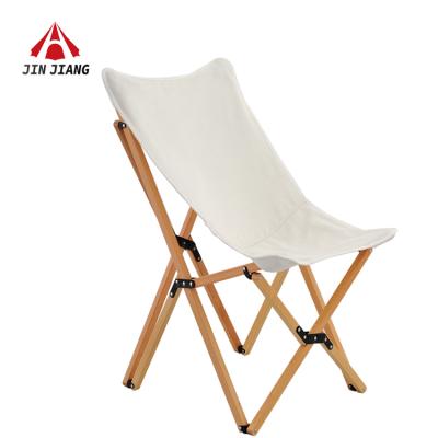 China Modern Popular Outdoor Furniture Portable Beech Picnic Canvas Butterfly Folding Camping Wood Chair for sale