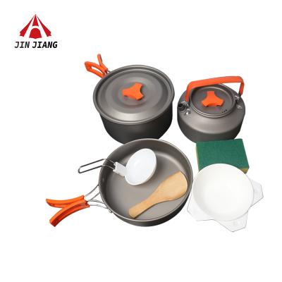 China Lightweight and easy to carry ultralight portable high quality outdoor climbing mess kit customized mountaineering 3 in 1 camping cooking set for sale