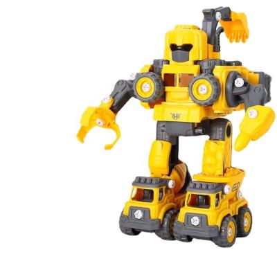 China DIY TOY 5 in 1 Take Apart Morphing Robot Toys Kids Puzzle Engineering Car Toy Set for sale