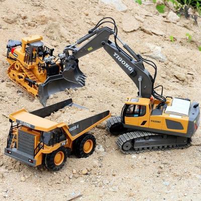 China Toy Kids Wireless Electric Bulldozer Toy Simulation Excavator Diecast Remote Control Toy For Boys for sale