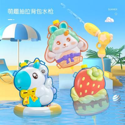 China Water Spray Summer Cartoon Children Play Backpack Design Bubble Gun Pump Action Water Gun Toy for sale