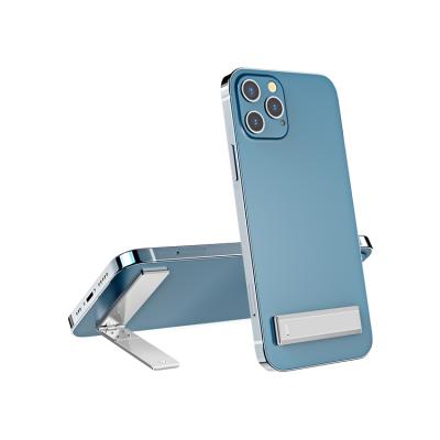 China Adjustable Zinc Alloy Stainless Steel Metal Mobile Phone Stand Integrated Smartphone Foldable Invisible Holder for sale