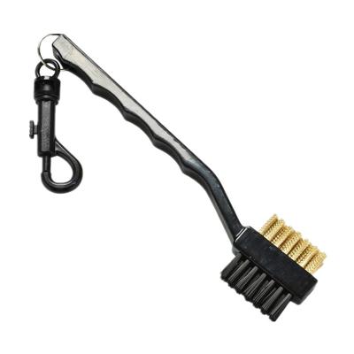 China Golf Club Cleaning Wire Brush with Double Sided Brass and Nylon Bristle Brush for sale