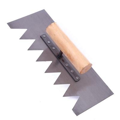 China Coved Full Riveted Large Size V Notched Concrete Trowel Aluminum Foot Carbon Blade Toothed Plastering Trowels for sale