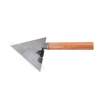 China Brick Masonry Mason Trowel Carbon Steel Headed Triangle Mason Trowel With Wooden Handle for sale