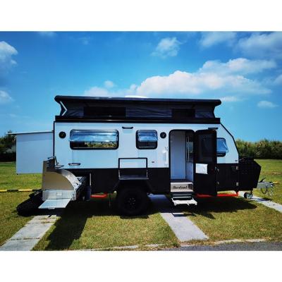 China Travel trailer USA hot sale pop up mobile motorhome camper trailer travel caravan with slide kitchen for sale