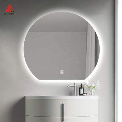 China Hotel Touch Screen Shape Decor Modern Frameless Magnifying LED Oral Wall Lighted Bathroom Mirror 5mm Copper Free Silver Mirror for sale