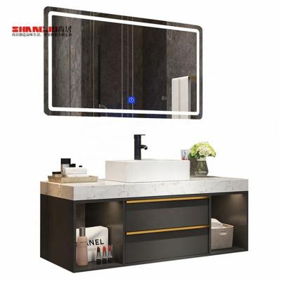 China Shangju China Manufacturer 60Cm Modern Wash Basin For Office Building Bathroom Cabinet Bluetooth Mirror for sale