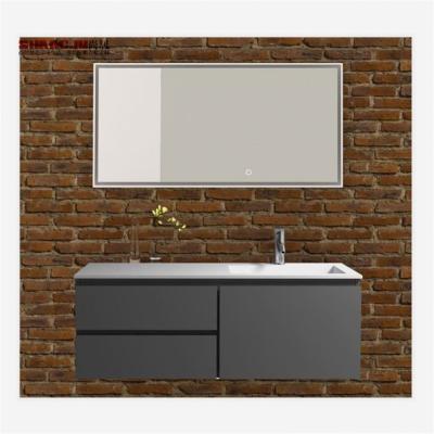 China Shangju Modern Multifunctional Sink Basin Around Mirror Case Solid Wood Bathroom Cabinet With Wash Basin for sale