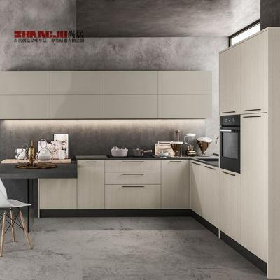 China Supplier Modern Baked Paint Furniture Solid Wood Shaker Design Kitchen Cabinet With Basket for sale