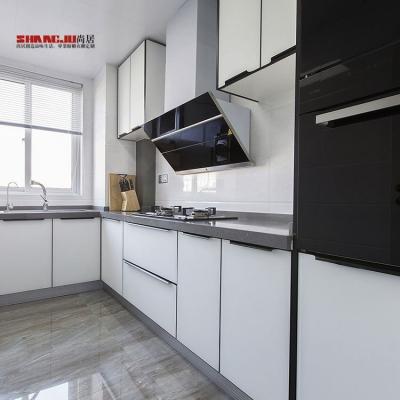 China Modern Stylish Modern I Shape Cabinet Lacquer Cabinets Island Kitchen With Led Light for sale