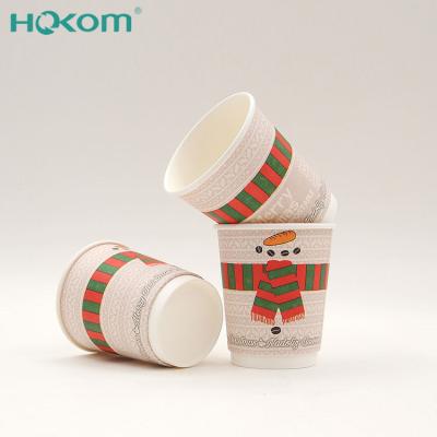 China Factory Price Disposable Food Grade Eco-friendly Paper Christmas Printing Double Wall Paper Cup Hot Coffee Cup for sale