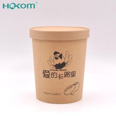 China Disposable Eco-Friendly Biodegradable Instant Paper Cup Soup Hot Food Container With Lids Disposable Single Wall Matching Lid Accept for sale