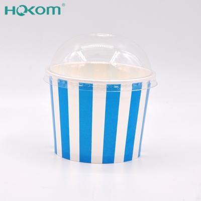 China Recyclable disposable double PE coated lined wallsicecream frozen yogurt cups custom ice cream cups with dome lids for sale