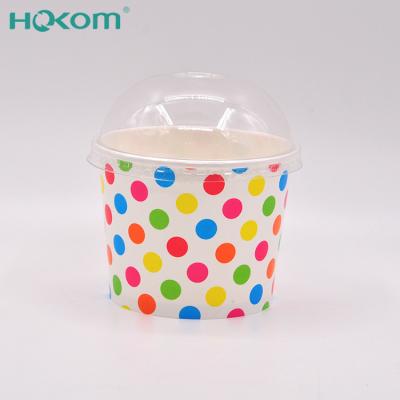 China Hongkang fashion disposable colorful PE double stitch frozen yogurt cup wallsicecream coated ice cream cups with dome lids for sale