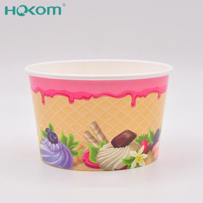 China Disposable Hot Sales Double PE Coated Frozen Yogurt Cups Custom Ice Cream Takeaway Pint Cups for sale