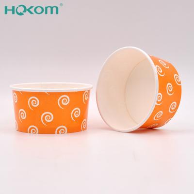 China LOGO Printed Eco Friendly Disposable Ice Cream Container Custom Paper Bowl Walls Orange Assorted Disposable Ice Cream Soup Cup Lids Food for sale