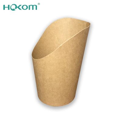 China Dispoable Custom Logo Printed Single Wall Disposable Kraft Paper French Fries Cups For Potato Chips French Fries Paper Cup for sale