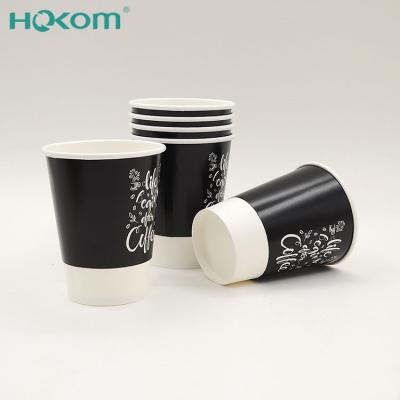 China Coffee Fashion Design Double Wall Paper Recyclable Black Printed Disposable Paper Cups Mug Cups for sale