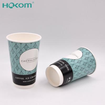 China Disposable Eco-Friendly Waterproof PE Coated Disposable Paper Cup Warmer Recycled Double Wall Coffee Cups for sale