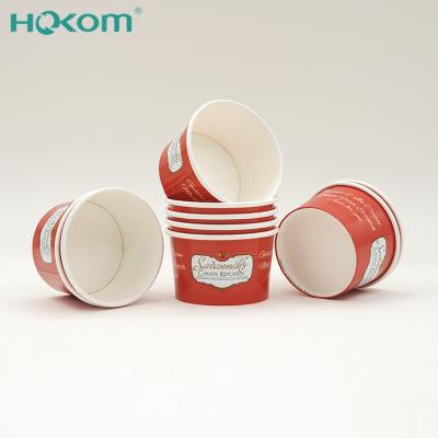 China Recyclable Wholesale Custom Logo Double PE Coated Frozen Yogurt Cups Ice Cream Bowls Tub Container for sale