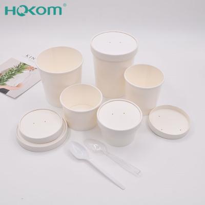 China Disposable Eco Friendly PE Coated Disposable Food Packaging Containers 8/12/16/26/32oz White Paper Bowl Oatmeal Soup Container for sale