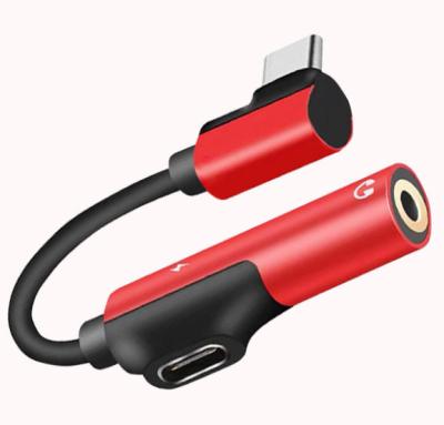 China Simple And Easy To Carry 90 Angle 2 In 1 Fast Charging Type-C With 3.5 Mm USB C Audio Cable Jack Headphone Charger Adapter Splitter for sale