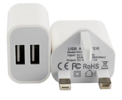 China For Mobile Phones For Digital Devices 2 USB UK 5V 2.1A Dual Port Travel Wall Charger Adapter for sale