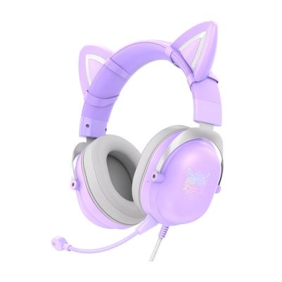 China Cute Headband Cat Ear E Girl Onikuma X11 Noise Canceling RGB Lights Earbuds Headphones Headsets for sale