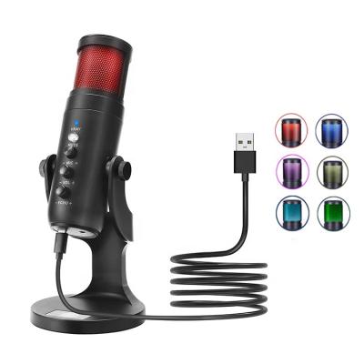 China Hot Selling USB Microphone Streaming Professional Voice Recording Podcast Mic Usb Studio Condenser RGB Gaming Microphone for sale