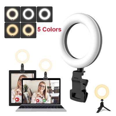 China Mini Hot Selling Laptop Video Conference Desk Light 5inch Led Fill Light Ring Light With Tripod Stand for sale