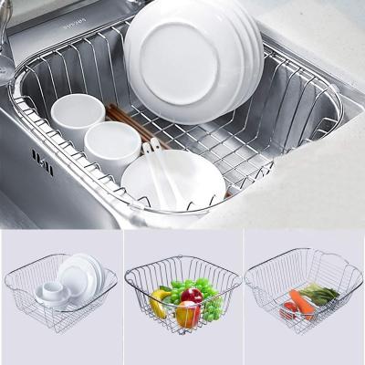 China Sustainable Stainless Steel Kitchen Sink Shelving Shelves Hot Selling Dish Rack Sink Drainer Dish Drying Rack for sale