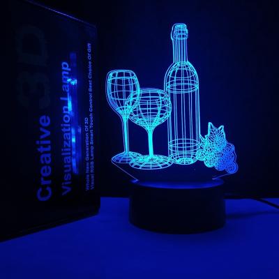 China Beautiful Good Quality Modern Cheap Bedroom Illusion 3d Led Night Lamp for sale