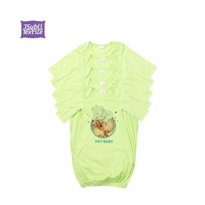 China Wholesale Custom Baby Green White Infant JSubli Textile Sublimation Textile 100% Cotton Cute Baby Boys Nightgown Long Sleeve Rompers for sale