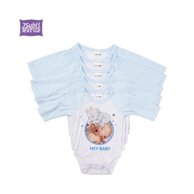 China Wholesale Custom Sublimation Polyester Sublimation White Light Blue Premium 100% Cotton Pajamas Baby Onesie Long Sleeve Baby Boy Raglan Rompers for sale