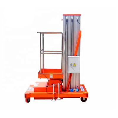 China Aluminum Alloy 8m Hydraulic Personal Single Mast Lift Vertical Man Platform Man Platform Ladder for sale