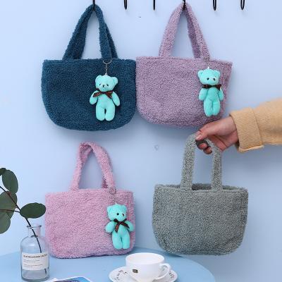 China New autumn and winter fashion plush fashion net pocket net plush texture female fresh and soft furry female red portable bag for sale