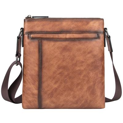 China Cowhide messenger bag of European and American daily men's business fashion bag retro waterproof leather men's messenger bag briefcase for sale