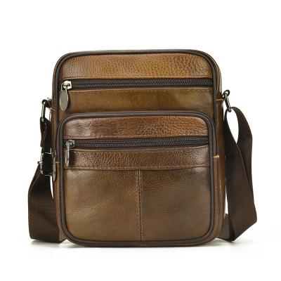 China Retro Waterproof Men's Messenger Bag Leather Trunk Bag Multifunction Outdoor Sling Briefcase for sale