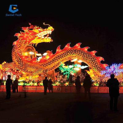 China Festival Waterproof Huge Colorful Chinese Dragon Lantern Dragon Silk Lantern for sale