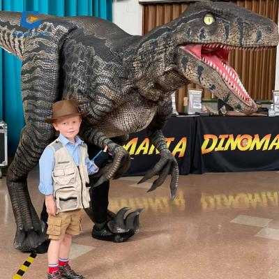 China Steel Frame Life Size Cosplay Costume Dinosaur Raptor Dinosaur Walking Costume For Adult for sale