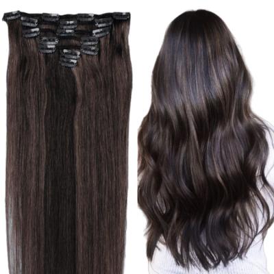 China Wholesale Human Russian Silky Straight 100% Natural Seamless Brazilian Remy Clip On Hair Extensions Clip In Hair Extension for sale