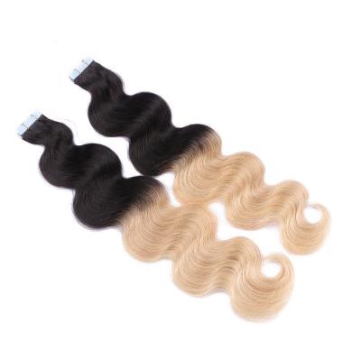 China Remy Hair Natural Invisible PU Weft Tape Silky Straight Double Wave Skin Pulled Tape In Hair Extensions for sale