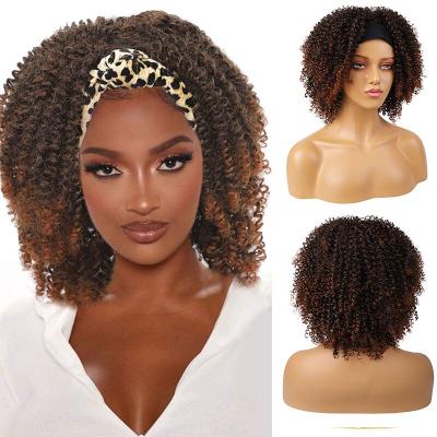 China Wholesale 3C 4A Afro Kinky Curly Deep Wave Headband Glueless Half Curl Headband Wigs Hair For Black Women for sale