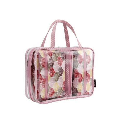 China Good Quality Golden Floral Colorful Cosmetic Sets Reusable Makeup and Toiletry Dots Cosmetics Bag for sale