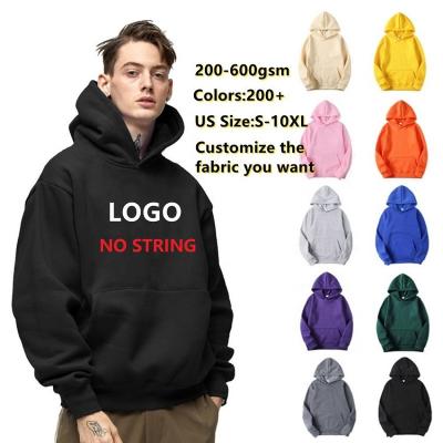 China Custom Fleece Mens Cotton Pullover Plain Anti-Wrinkle Unisex White Stringless No Strings Drawstring Sweatshirt Hoodies Without String for sale