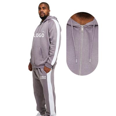 China Breathable Logo Color Block Blank Tech Custom Fleece Men Oversized Zip Up Hoodie Set Jogging Suit Tracksuits Sweatsuit for sale