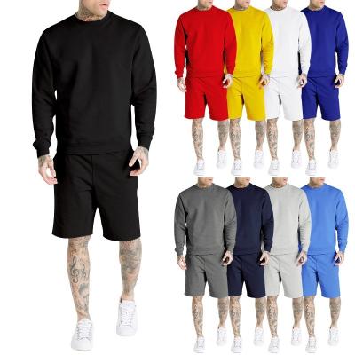 China Breathable Wholesale Custom Polyester Mens Solid Sweatshirt And Shorts Set Short Tracksuit Sweat Suit With Logo for sale